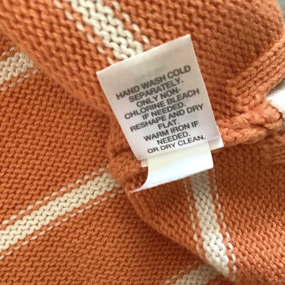 J Jill Sweater Women‎ Sz XS Orange Knit Cotton Stripes Office Career Tunic EUC - Picture 10 of 10